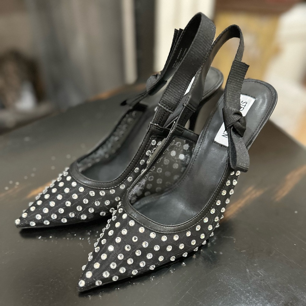 Steve Madden  Black Studded Slingback Heels